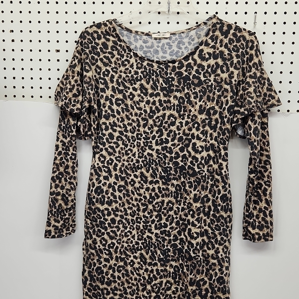 FIRST Love cheetah print dress long sleeve size